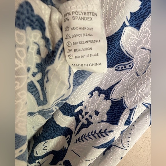 Shoreline Blue & White Hawaiian Floral Puff Print Stretch Maxi Tank Dress L - Picture 7 of 10